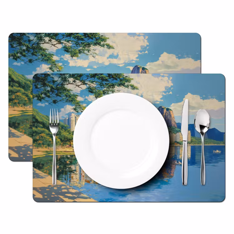 Placemat - 6 stuks - Berg - Skyline - Strand - Water — 2