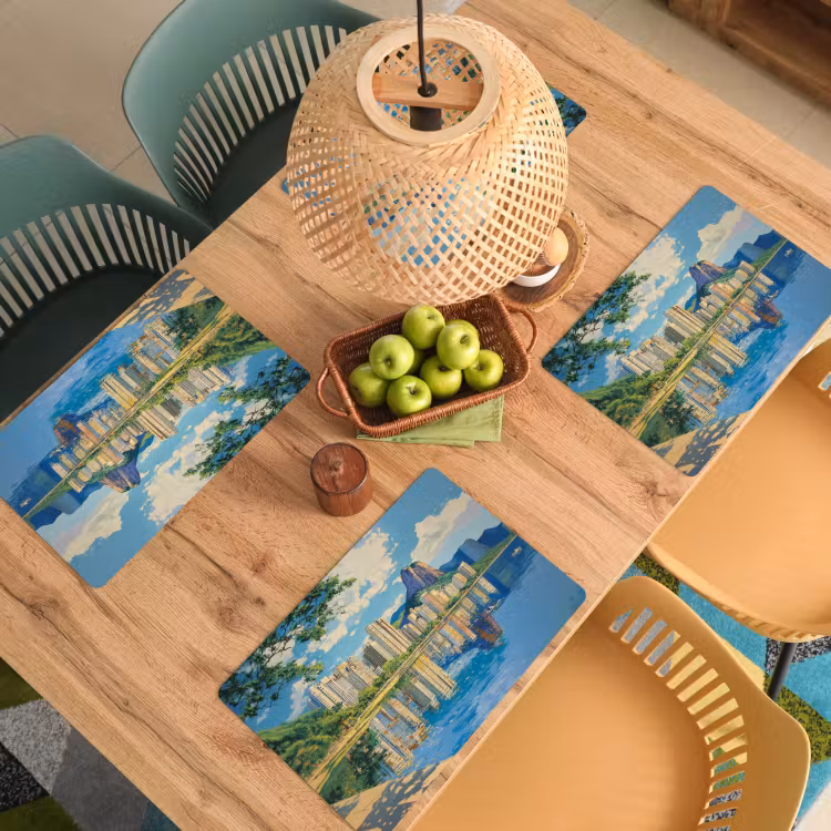 Placemat - 6 stuks - Berg - Skyline - Strand - Water — 6