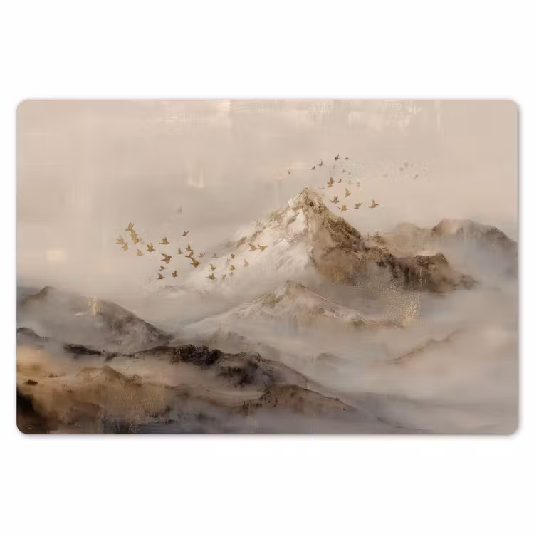 Placemat - 6 stuks - Berglandschap - Mist - Penseelstreken — 7