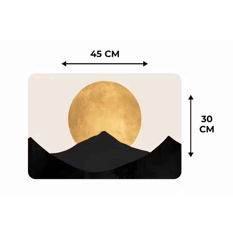 Placemat - 6 stuks - Bergsilhouetten - Gouden cirkel - Beige — 3