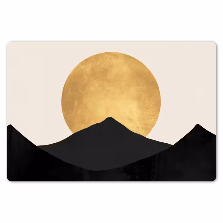 Placemat - 6 stuks - Bergsilhouetten - Gouden cirkel - Beige — 7