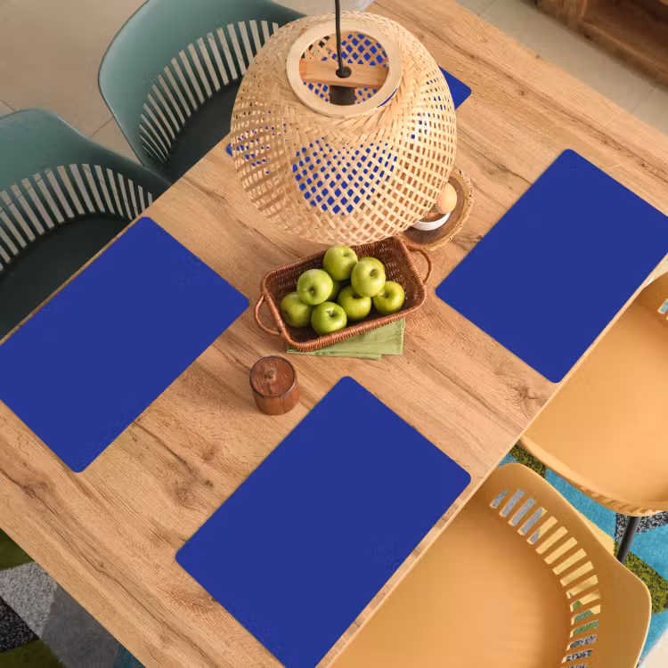 Placemat - 6 stuks - Blauw - Effen kleur - Donkerblauw — 6