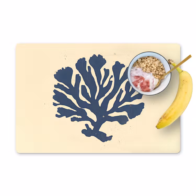 Placemat - 6 stuks - Blauw koraal - Vertakkingen - Beige — 1