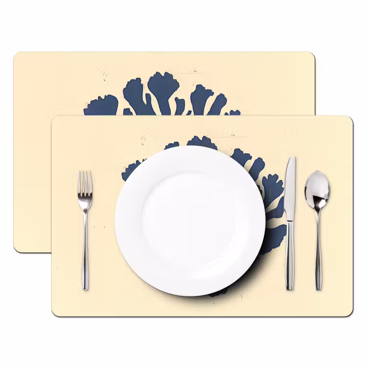 Placemat - 6 stuks - Blauw koraal - Vertakkingen - Beige — 2