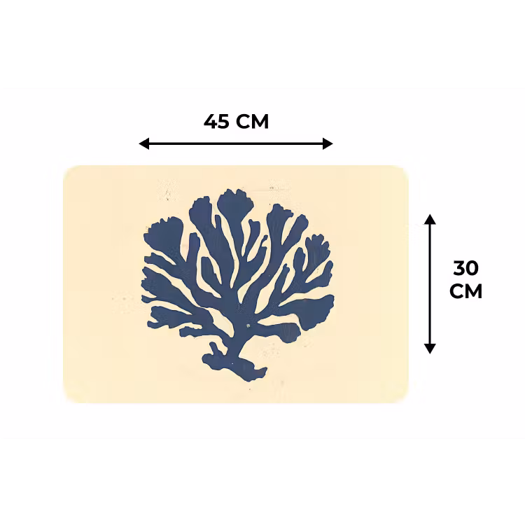 Placemat - 6 stuks - Blauw koraal - Vertakkingen - Beige — 3