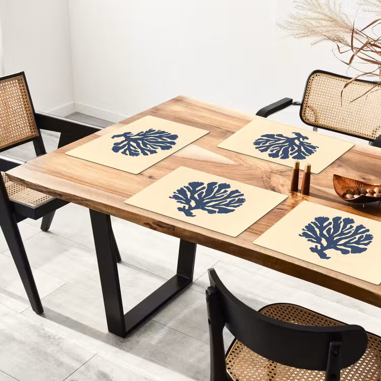 Placemat - 6 stuks - Blauw koraal - Vertakkingen - Beige — 5