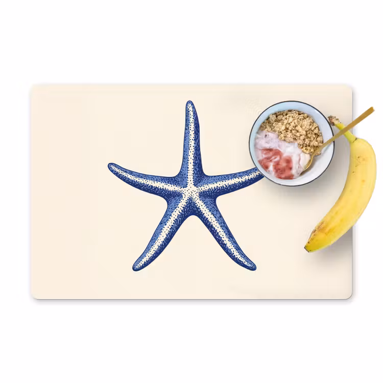 Placemat - 6 stuks - Blauwe zeester - Minimalistisch - Beige — 1