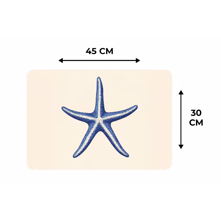Placemat - 6 stuks - Blauwe zeester - Minimalistisch - Beige — 3