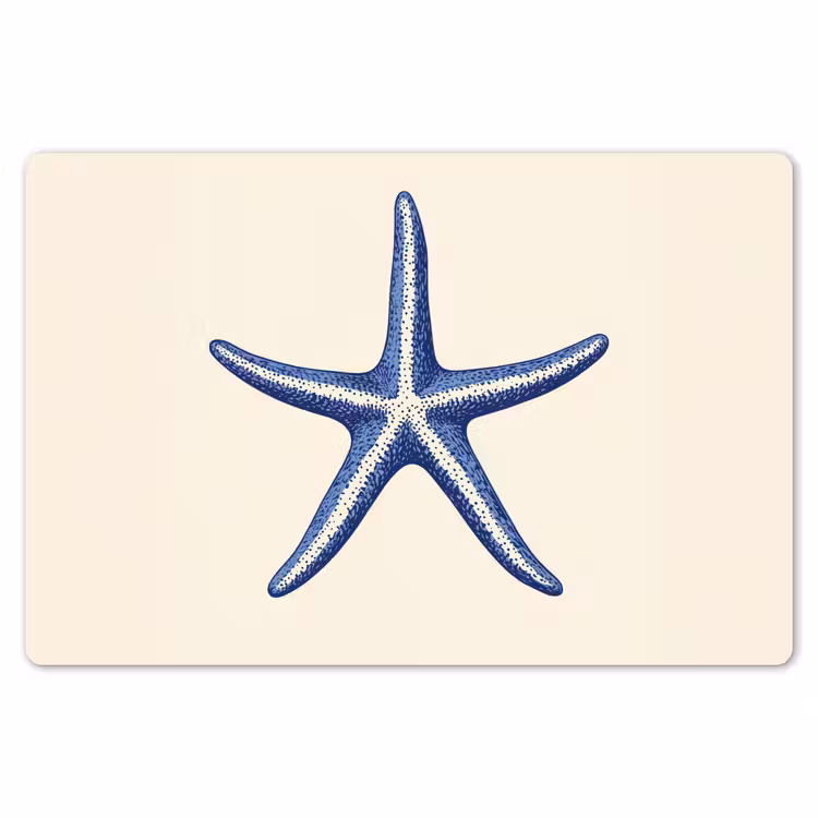 Placemat - 6 stuks - Blauwe zeester - Minimalistisch - Beige — 7
