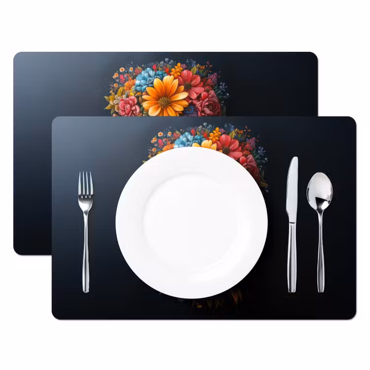 Placemat - 6 stuks - Bloemen - Kleurrijk - Schedel — 2