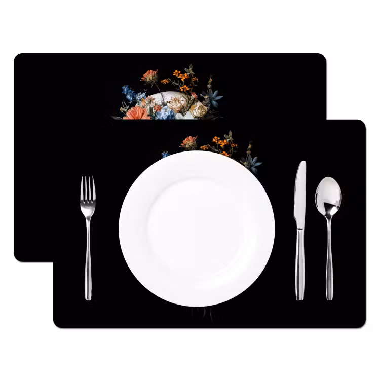 Placemat - 6 stuks - Bloemen - Schedel - Kleurrijk — 2
