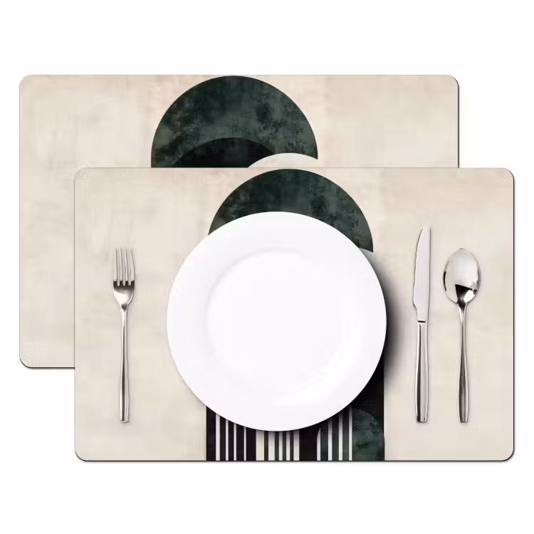 Placemat - 6 stuks - Bogen - Donkergroen - Lijnen — 2