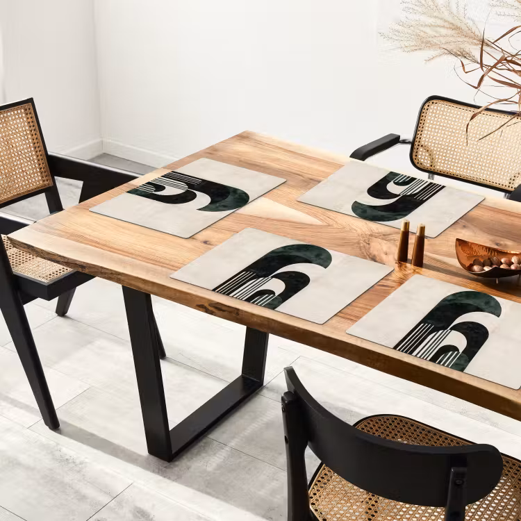 Placemat - 6 stuks - Bogen - Donkergroen - Lijnen — 5