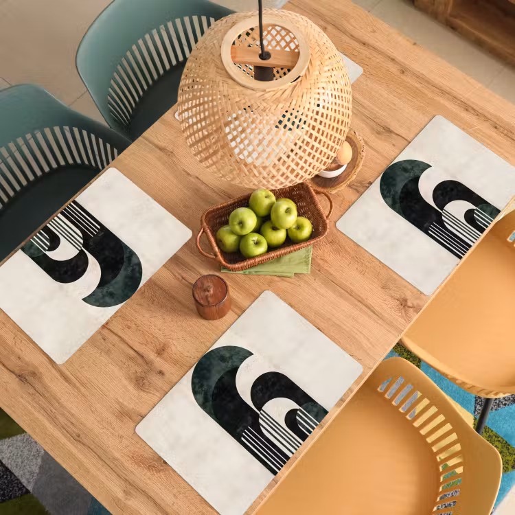 Placemat - 6 stuks - Bogen - Donkergroen - Lijnen — 6