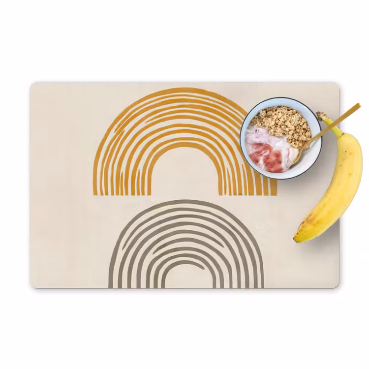 Placemat - 6 stuks - Bogen - Lijnen - Oranje - Minimalistisch — 1
