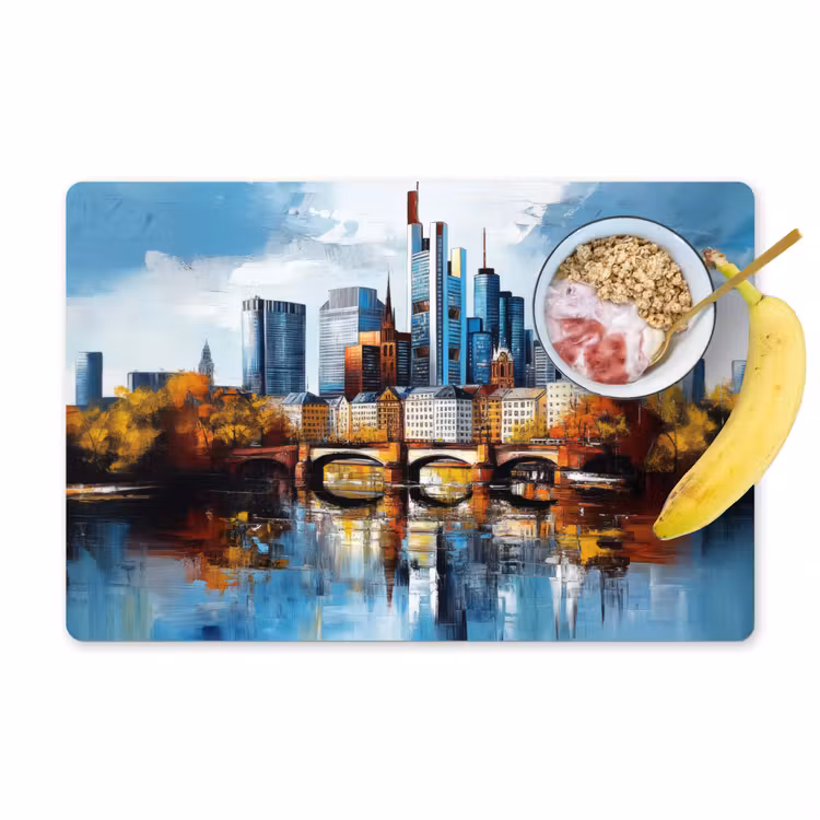 Placemat - 6 stuks - Bomen Frankfurt- Stad - Skyline - Brug — 1