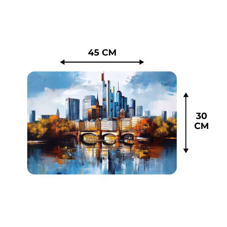Placemat - 6 stuks - Bomen Frankfurt- Stad - Skyline - Brug — 3
