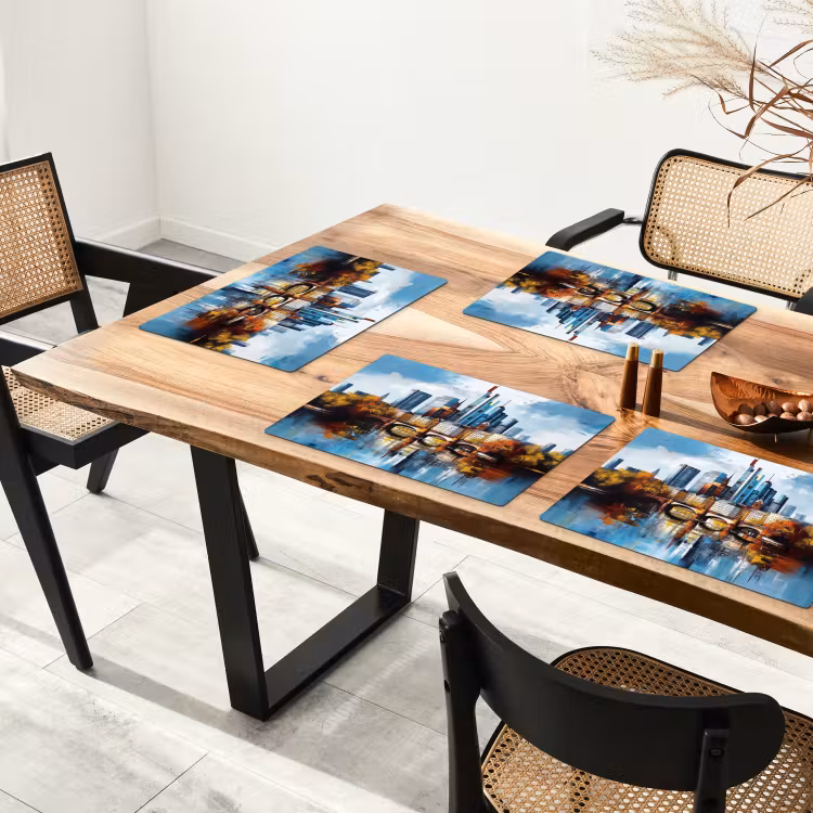 Placemat - 6 stuks - Bomen Frankfurt- Stad - Skyline - Brug — 5