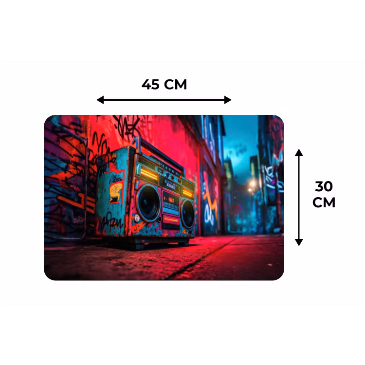 Placemat - 6 stuks - Boombox - Rood - Graffiti - Neon — 3