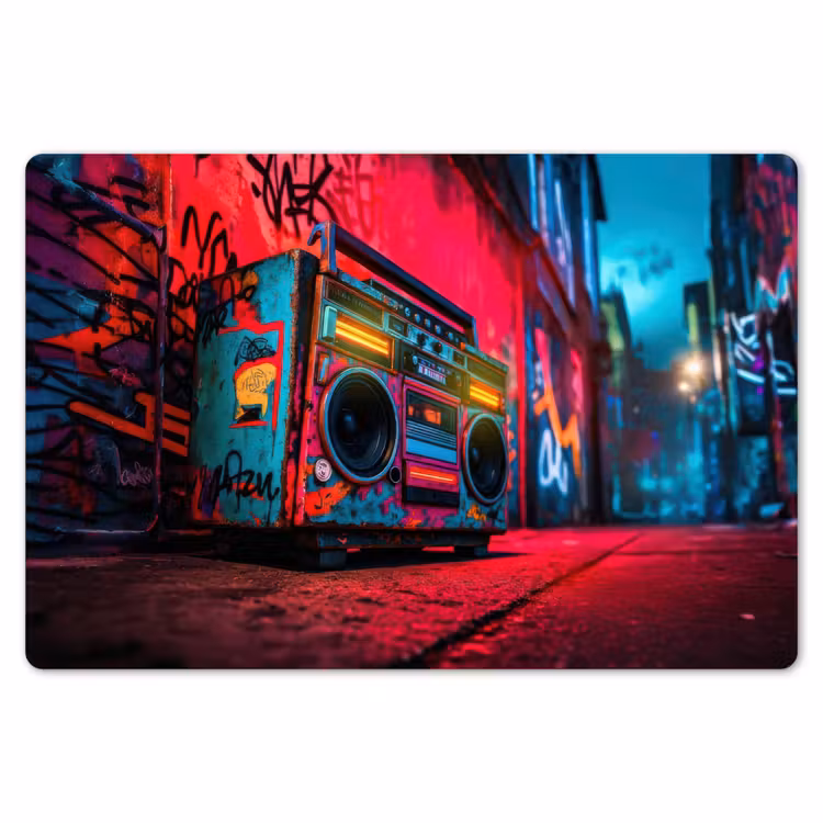 Placemat - 6 stuks - Boombox - Rood - Graffiti - Neon — 7