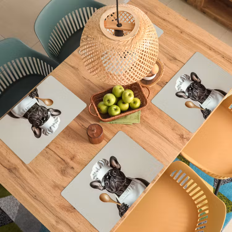 Placemat - 6 stuks - Bril - Hond - Kok — 6
