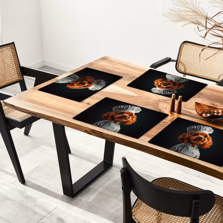 Placemat - 6 stuks - Bruin - Kok - Hondje — 5