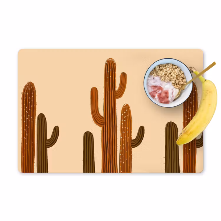 Placemat - 6 stuks - Cactus - Woestijn - Zand - Bruin — 1