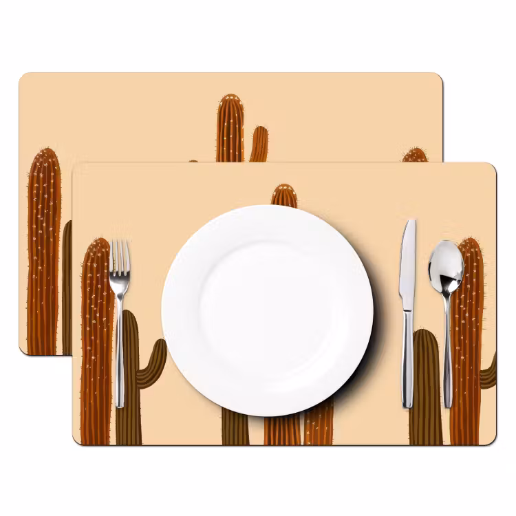 Placemat - 6 stuks - Cactus - Woestijn - Zand - Bruin — 2