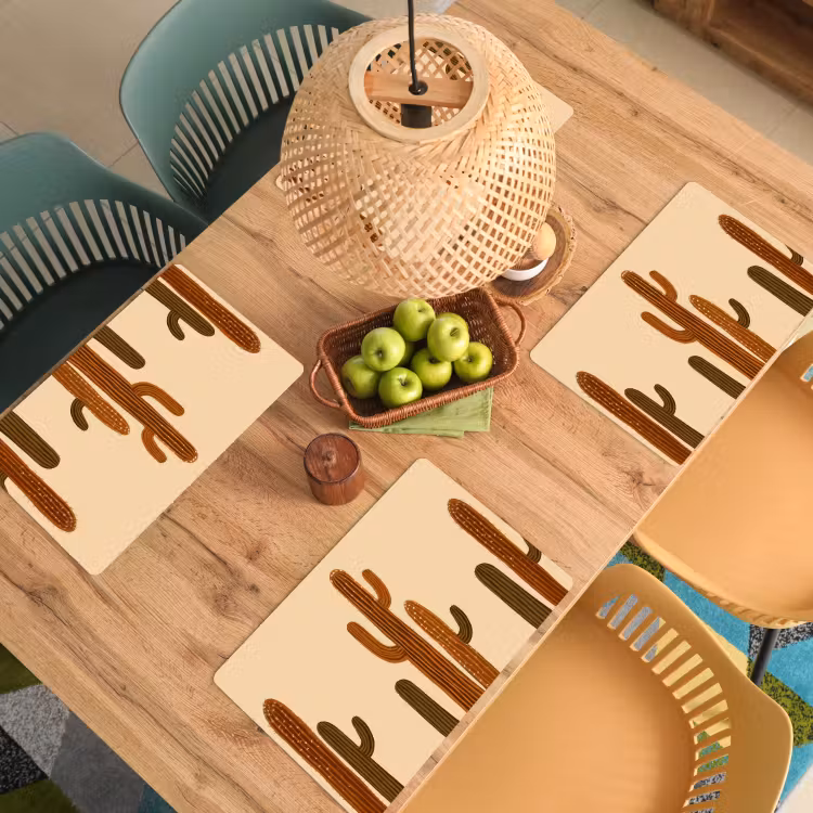 Placemat - 6 stuks - Cactus - Woestijn - Zand - Bruin — 6