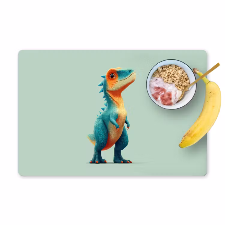 Placemat - 6 stuks - Cartoon - Dino - Oranje - Stekels — 1