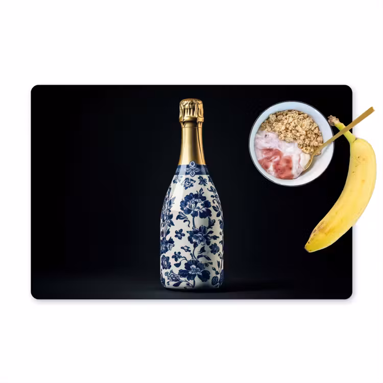 Placemat - 6 stuks - Champagne - Bloemen - Goud - Chique — 1