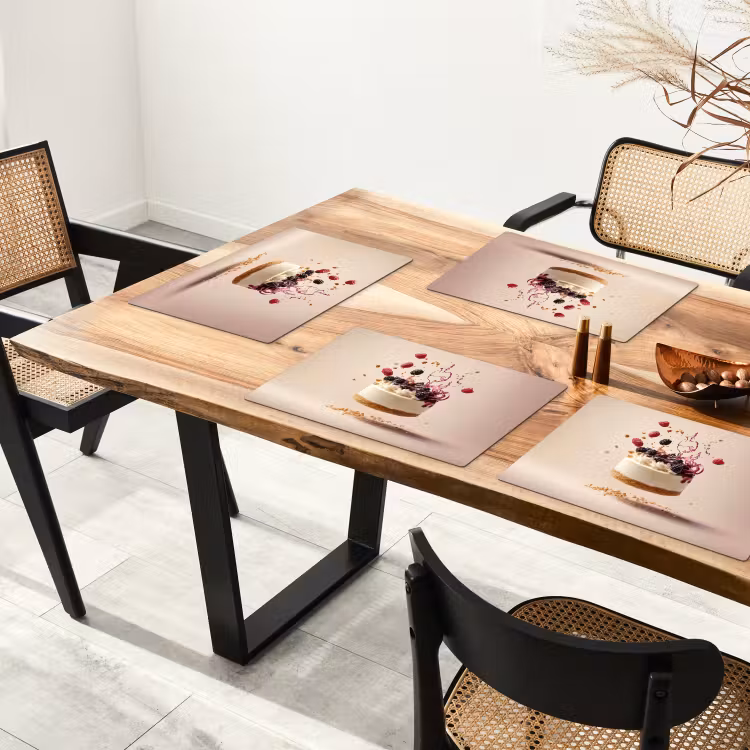 Placemat - 6 stuks - Cheesecake - Eten - Roze - Taart — 5