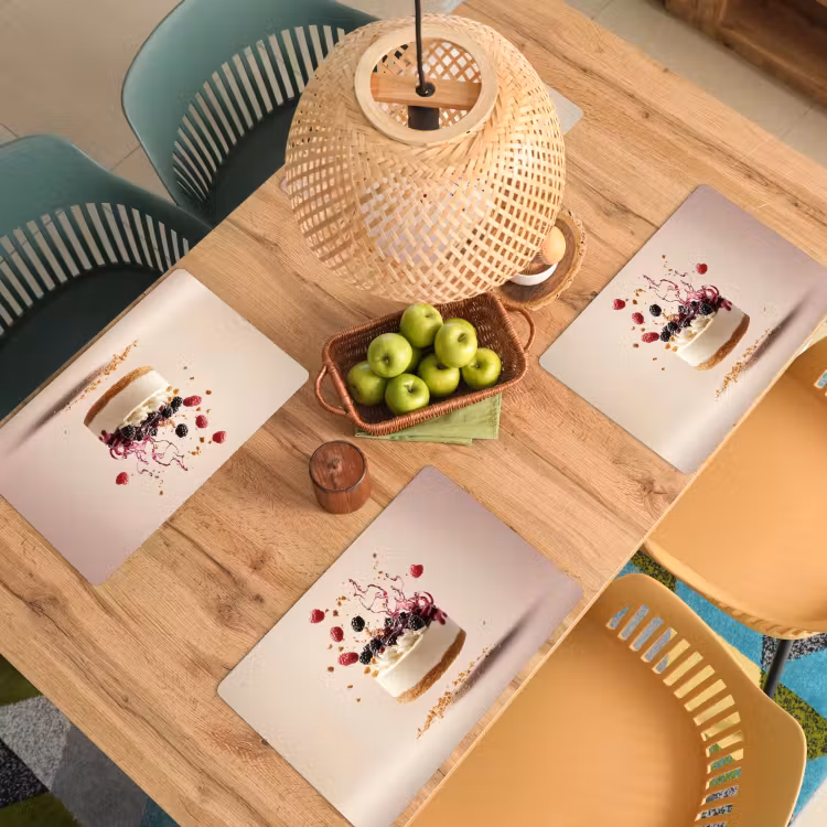 Placemat - 6 stuks - Cheesecake - Eten - Roze - Taart — 6