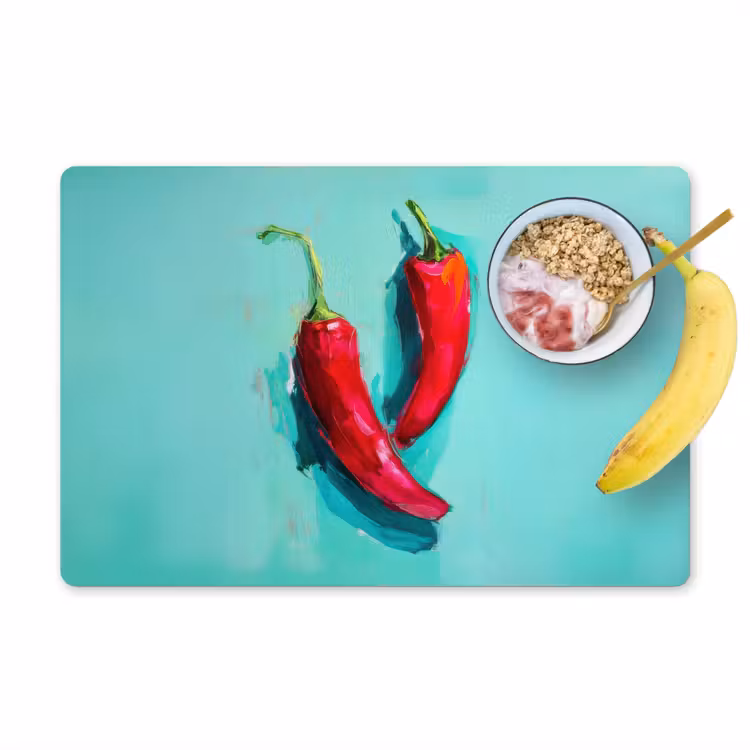Placemat - 6 stuks - Chilipepers - Geverfd - Rood — 1
