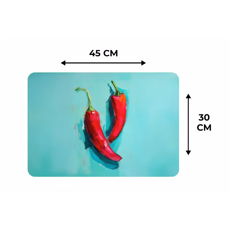 Placemat - 6 stuks - Chilipepers - Geverfd - Rood — 3