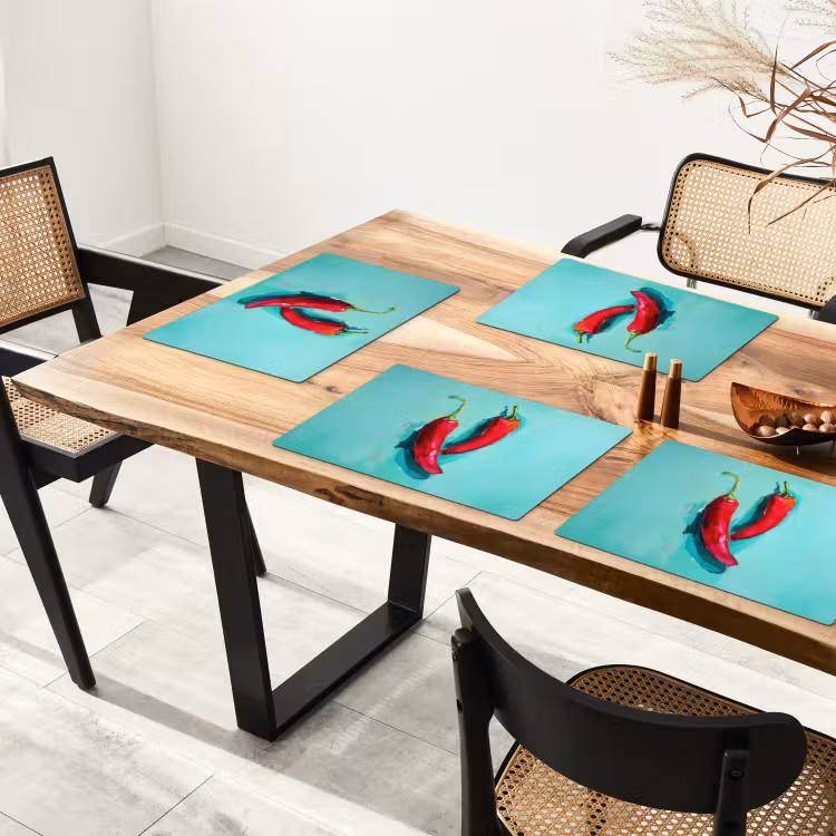 Placemat - 6 stuks - Chilipepers - Geverfd - Rood — 5