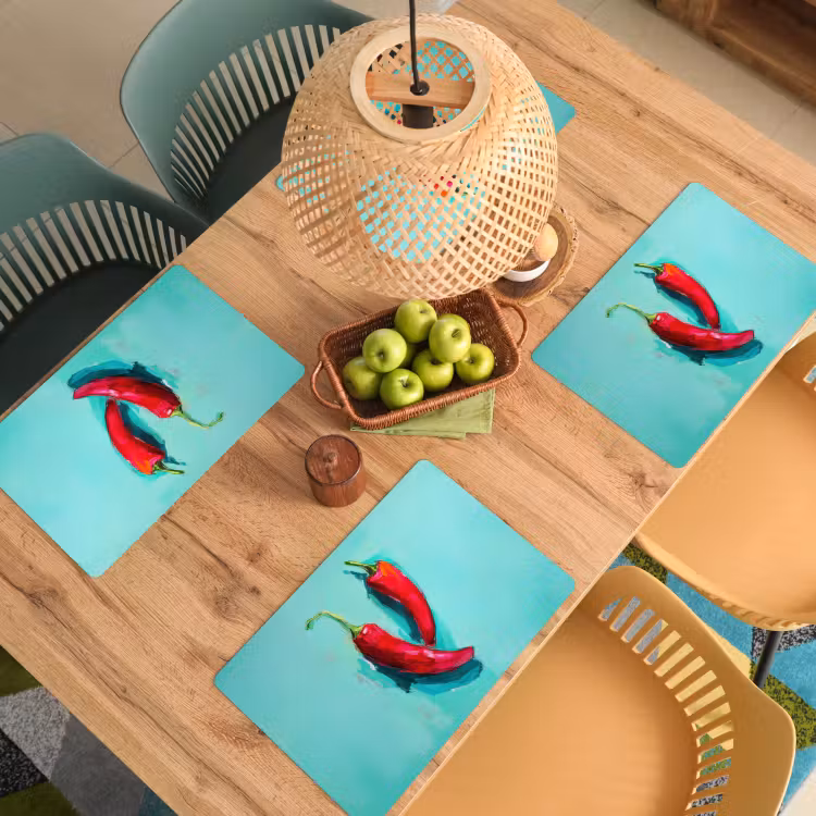 Placemat - 6 stuks - Chilipepers - Geverfd - Rood — 6