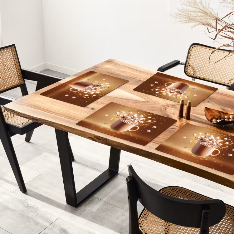 Placemat - 6 stuks - Chocomelk - Drinken - Warm - Bruin — 5