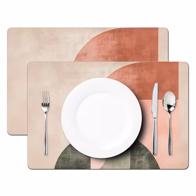 Placemat - 6 stuks - Cirkel - Abstract - Roze — 2