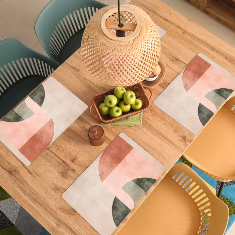 Placemat - 6 stuks - Cirkel - Abstract - Roze — 6