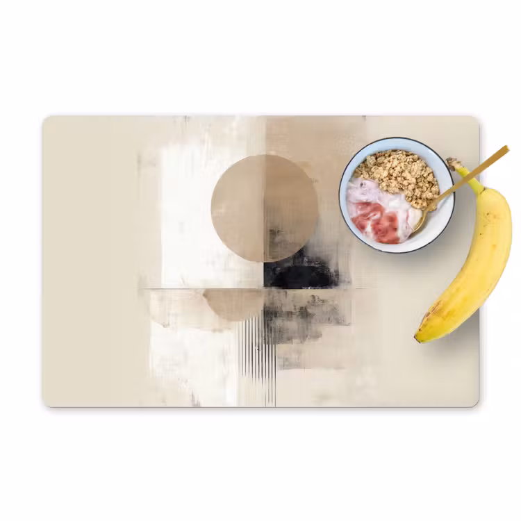 Placemat - 6 stuks - Cirkel - Compositie - Diepte - Beige — 1