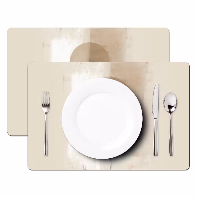 Placemat - 6 stuks - Cirkel - Compositie - Diepte - Beige — 2