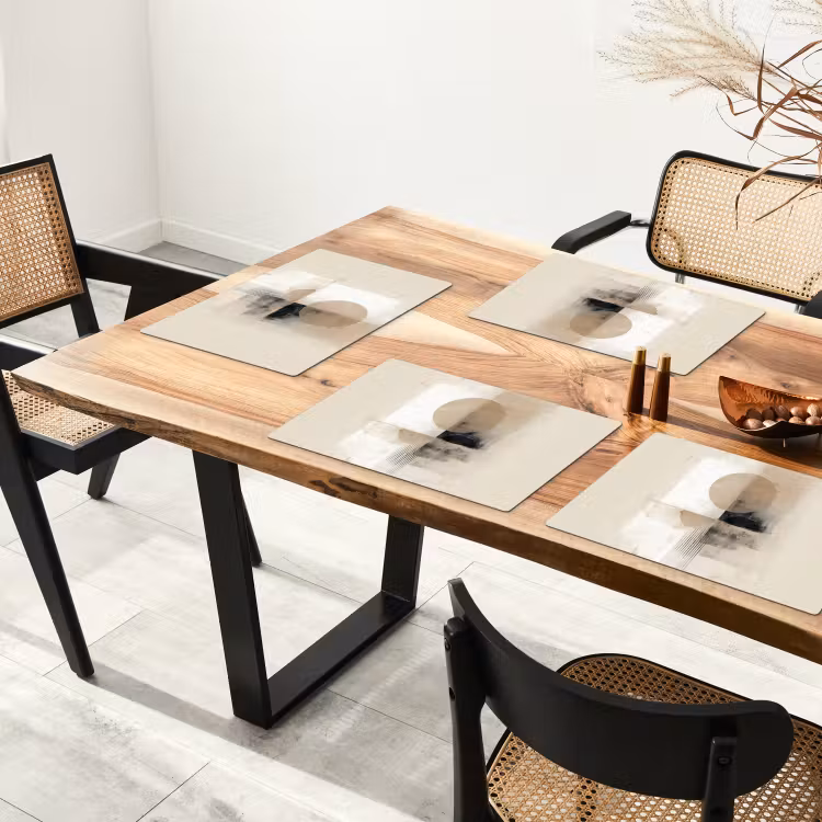 Placemat - 6 stuks - Cirkel - Compositie - Diepte - Beige — 5