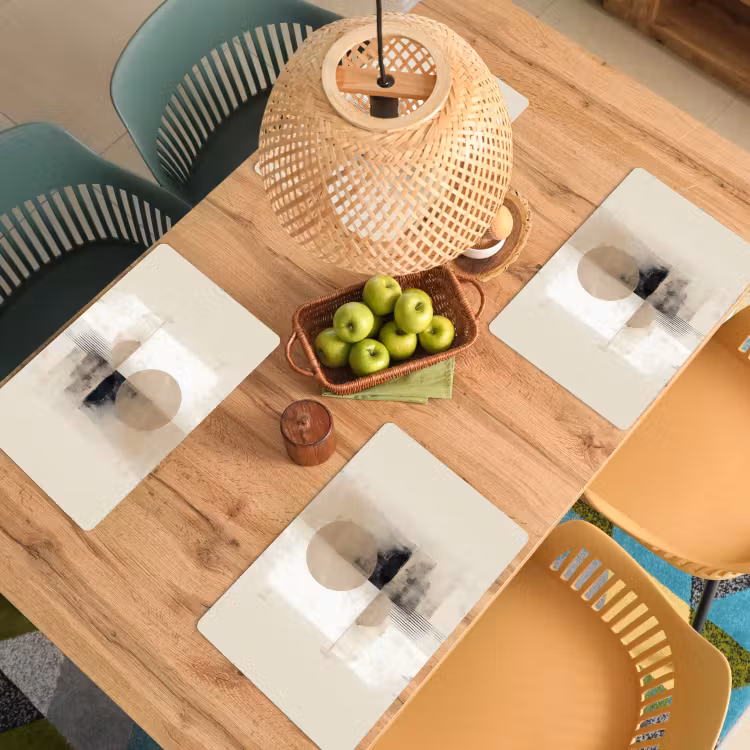 Placemat - 6 stuks - Cirkel - Compositie - Diepte - Beige — 6