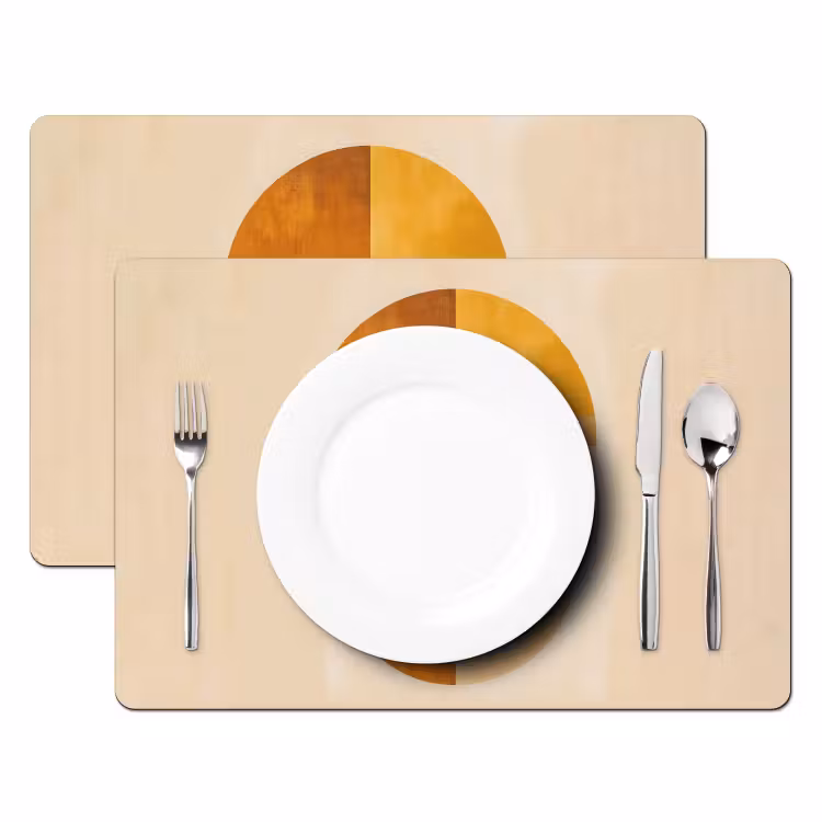 Placemat - 6 stuks - Cirkels - Geel - Minimalistisch — 2
