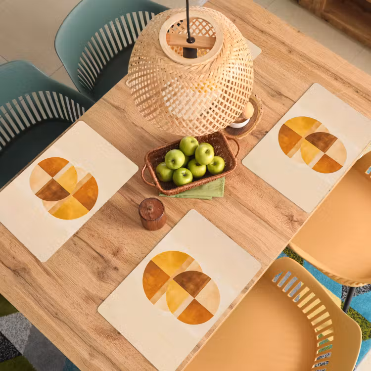 Placemat - 6 stuks - Cirkels - Geel - Minimalistisch — 6