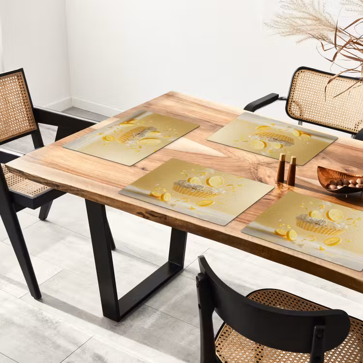 Placemat - 6 stuks - Citroen - Taart - Eten - Geel — 5