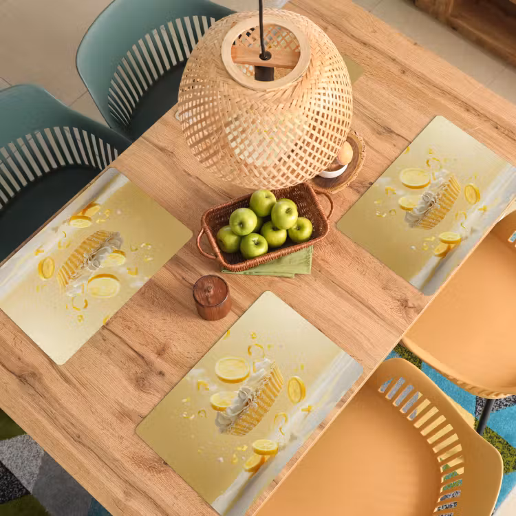 Placemat - 6 stuks - Citroen - Taart - Eten - Geel — 6