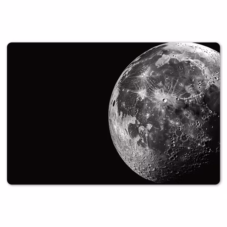 Placemat - 6 stuks - Close-up - Maan - Wit - Textuur — 7