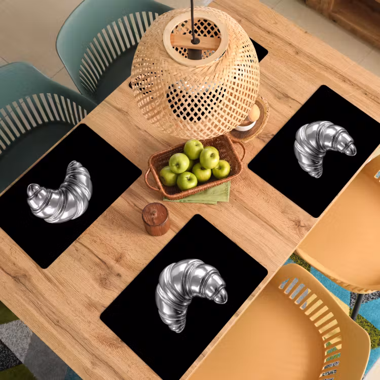 Placemat - 6 stuks - Croissant - Metaal - Zilver — 6